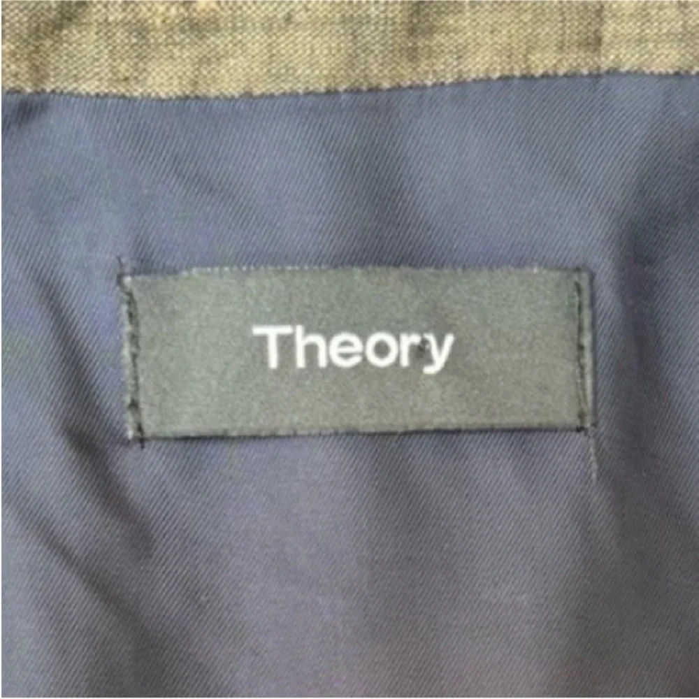 Theory Classic Tailored Blazer Designer Textured Suit Jacket Linen Brown Size 8 - Picture 3 of 12